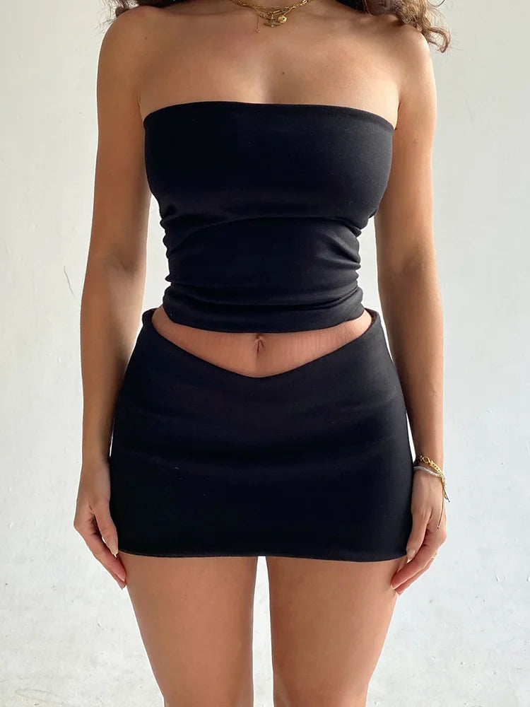 Conjunto Feminino Cropped Tube e Mini Saia