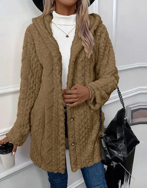 Casaco Feminino de Lã Texturizado