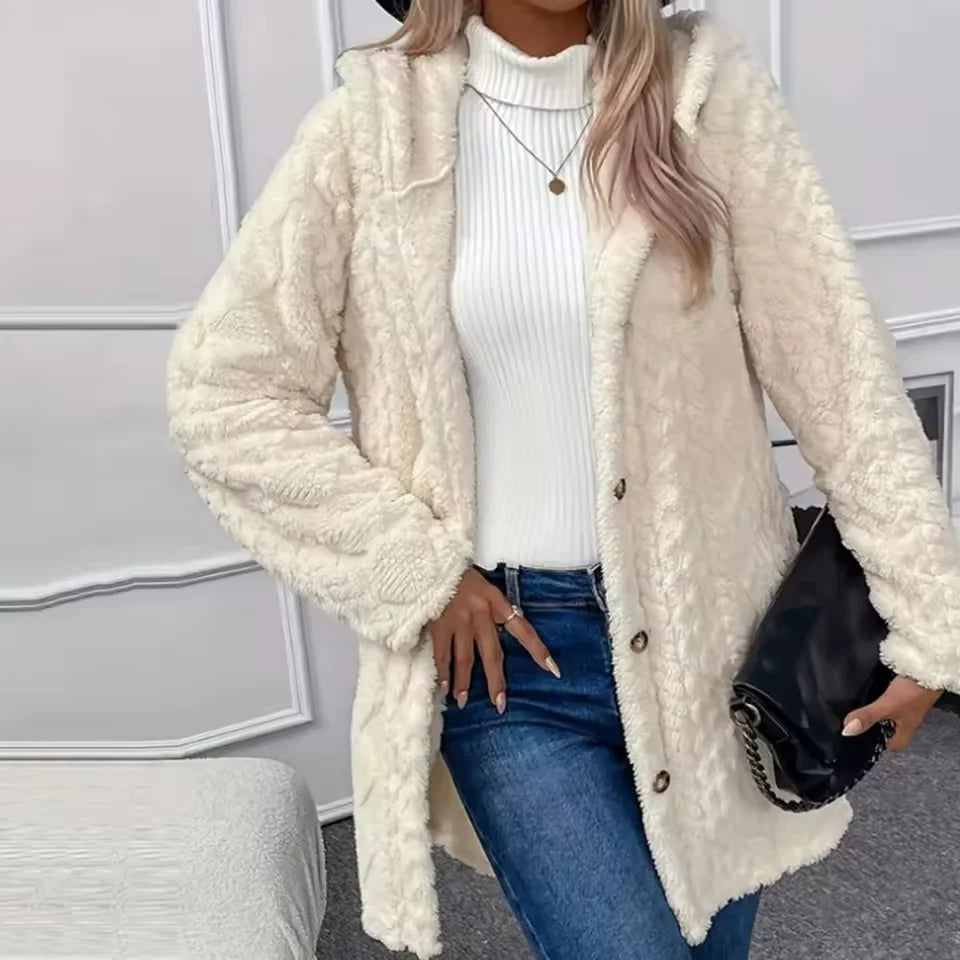 Casaco Feminino de Lã Texturizado