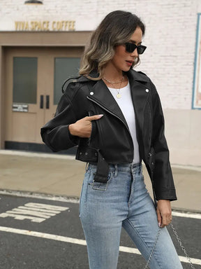 Jaqueta Feminina de Couro com Zíper